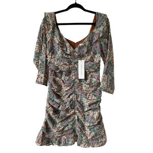 NWT Veronica Beard Lozano Floral Ruched Mini Dress